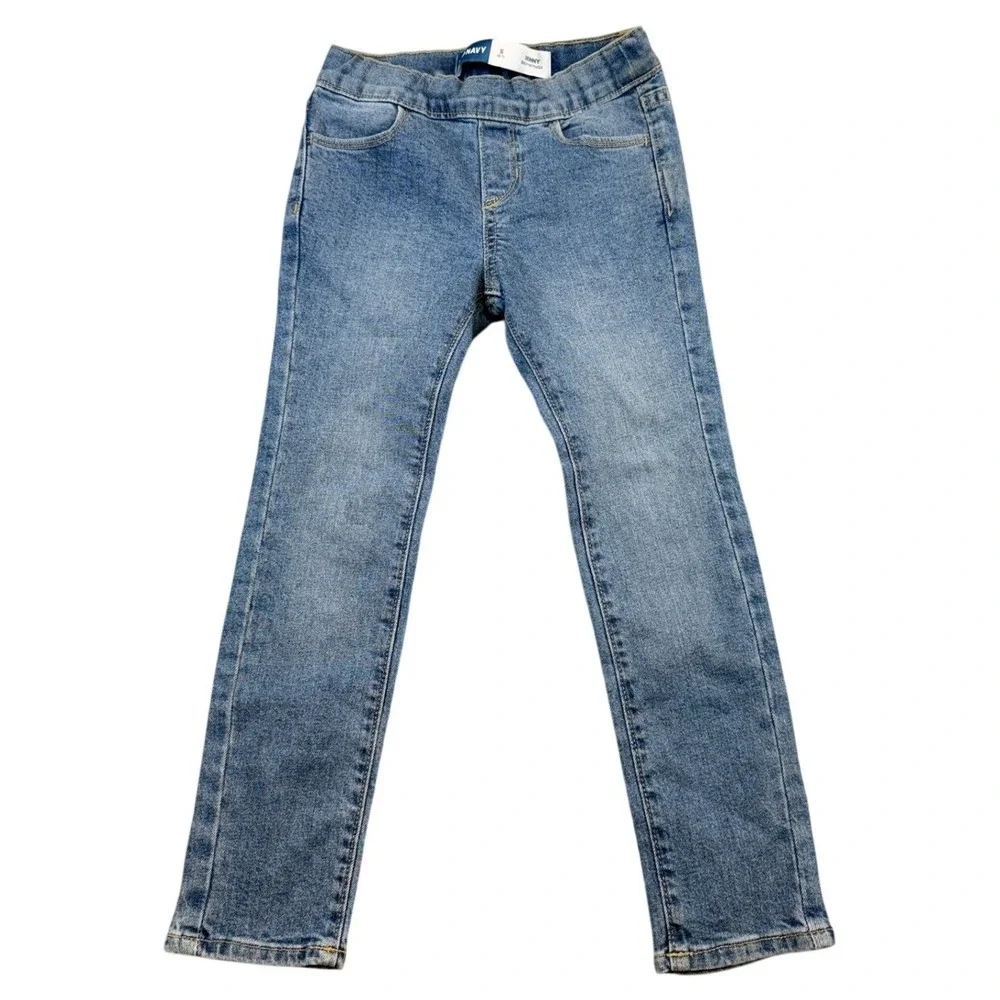 Old Navy Girls Blue Skinny Pull On Jeans Medium Wash Size S‎ 6-7 Elastic Waist